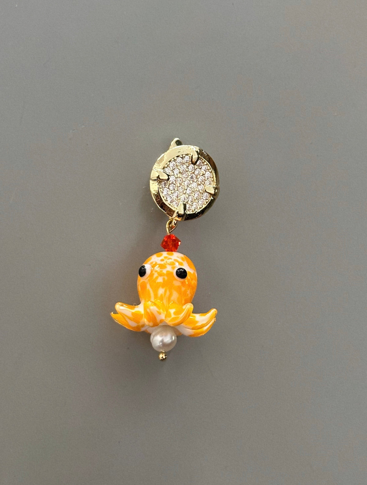 Pieuvre Orange Earring