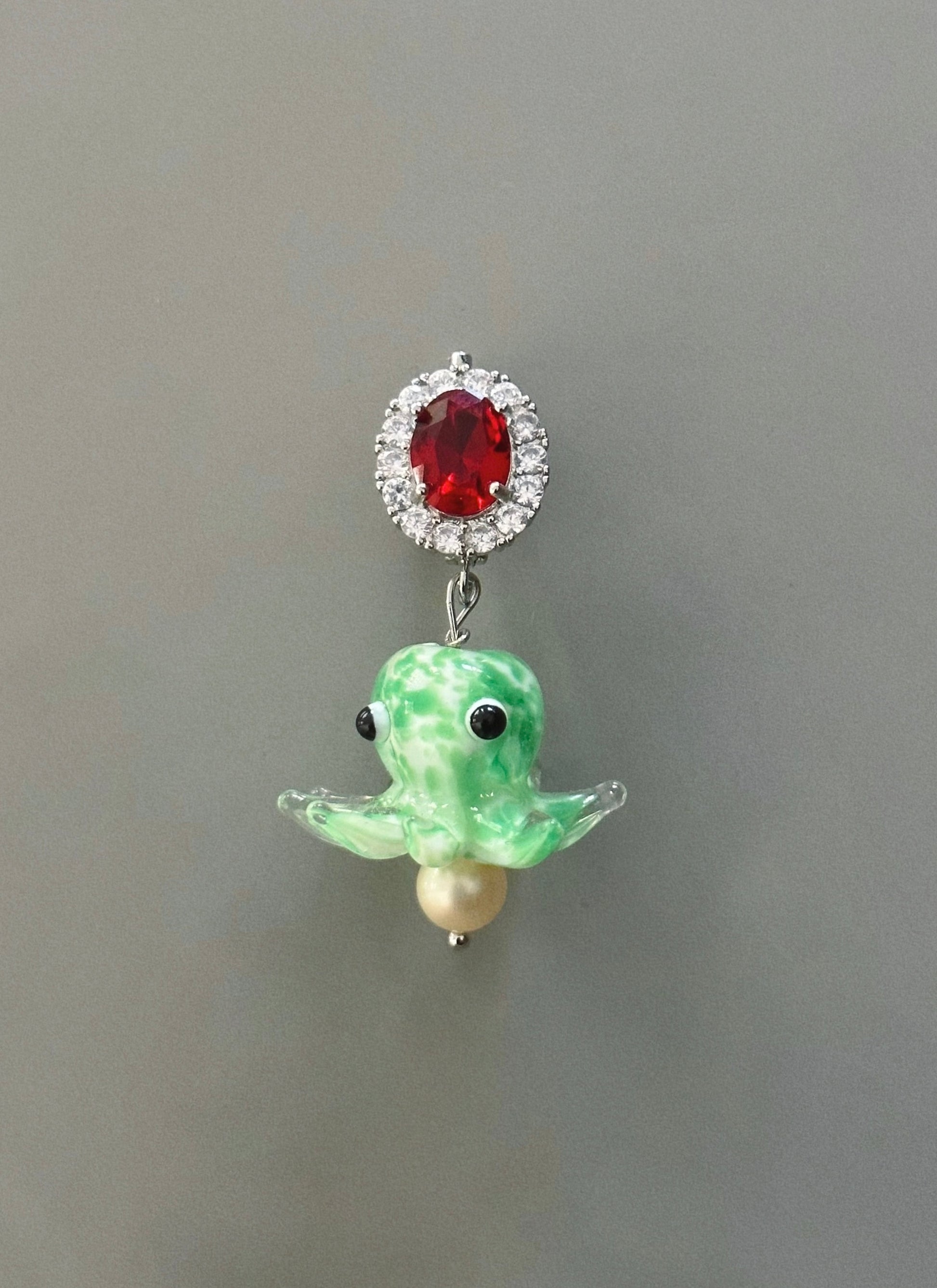 Pieuvre Green Earring