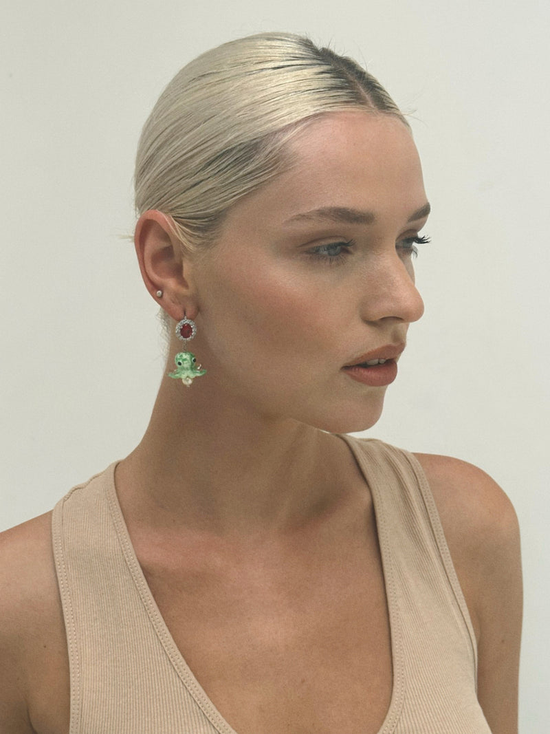 Pieuvre Green Earring